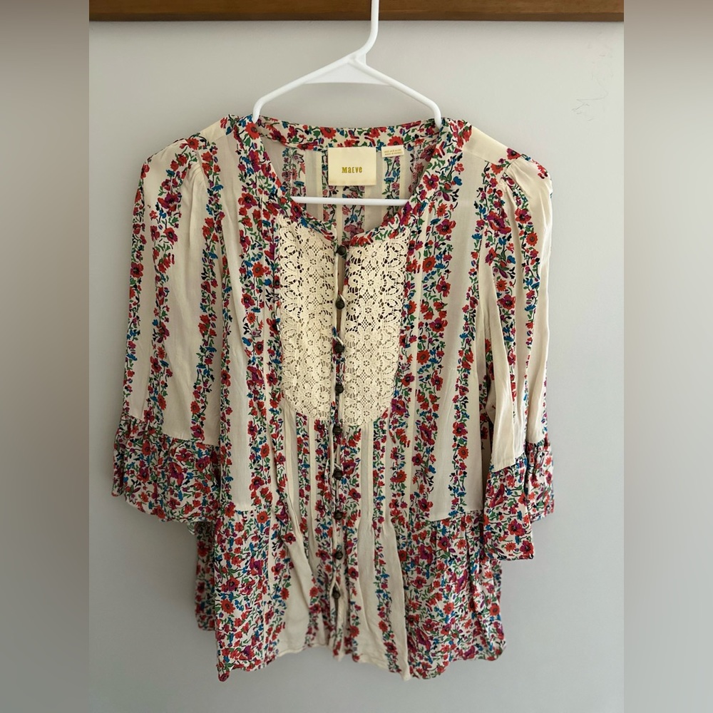 Maeve by Anthropologie floral print woven top